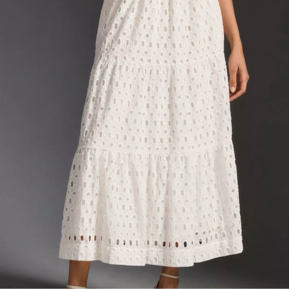 NWT!! Anthropologie Somerset White Eyelet Maxi Skirt